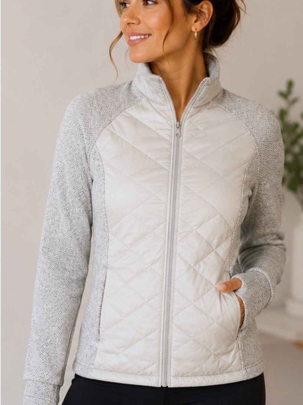 Kyodan Light Gray Quilted Hybrid Jacket | Cozy | like Lululemon